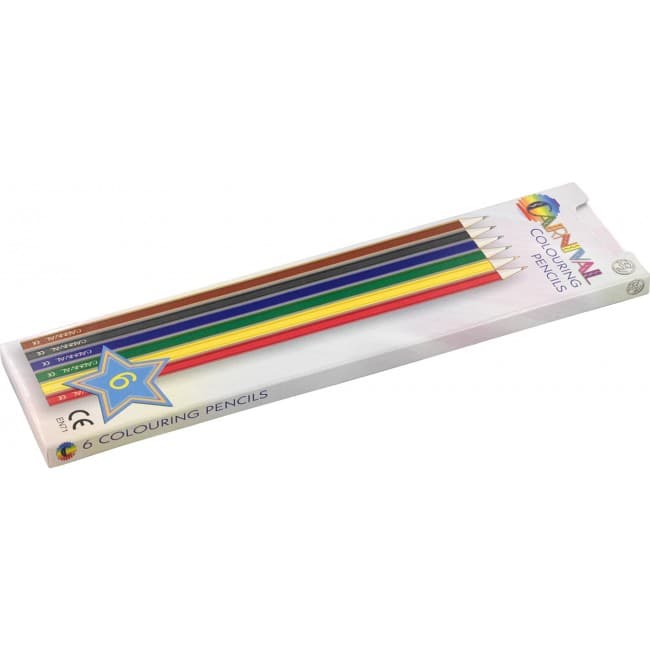 Custom Printed Colouring Pencils Full Size 6 Pack