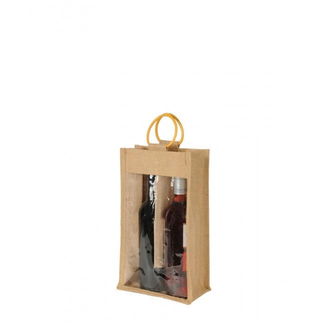 Custom Printed 2 Bottle Jute Bag with Window