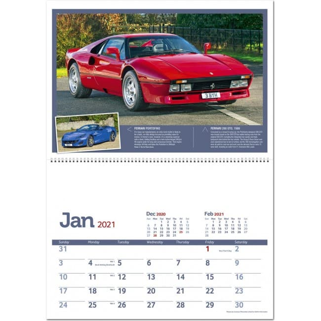 Custom Printed Classic Marques - Past & Present Central Spiral Wall Calendar