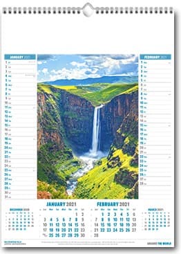 Custom Printed Around The World Memo Calendar.