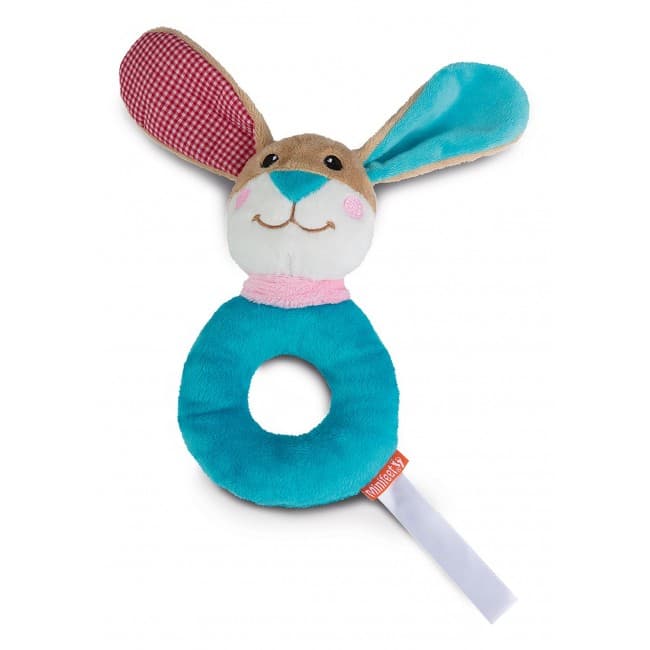 Custom Printed Grab toy rabbit, round with rattle