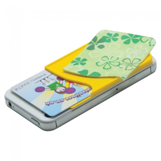 Custom Printed Silicone Smart Wallet With Sticky Screen Cleaner