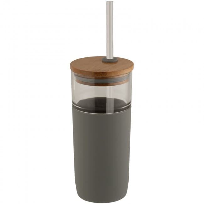 Custom Printed Arlo 600 ml glass tumbler with bamboo lid - Image 2