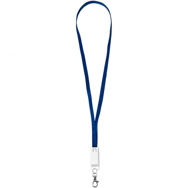 Custom Printed Trace 3-in-1 charging cable with lanyard - Image 1