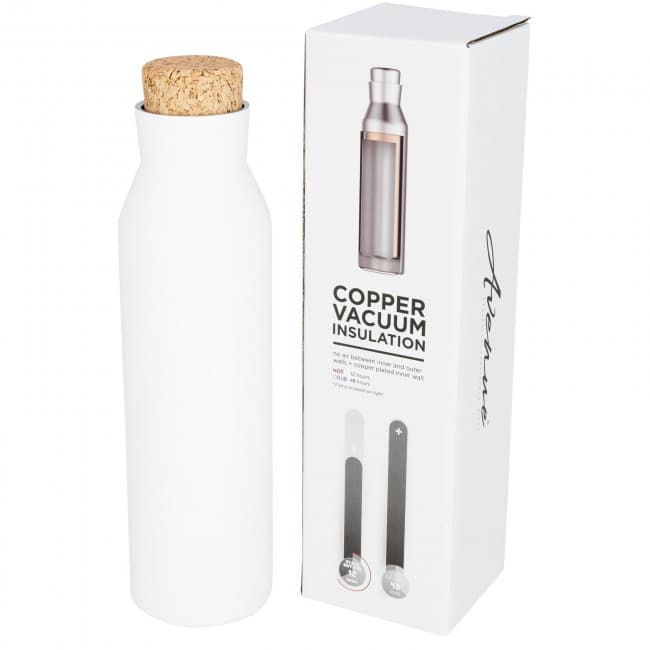 Custom Printed Norse copper vacuum insulated bottle with cork - Image 1