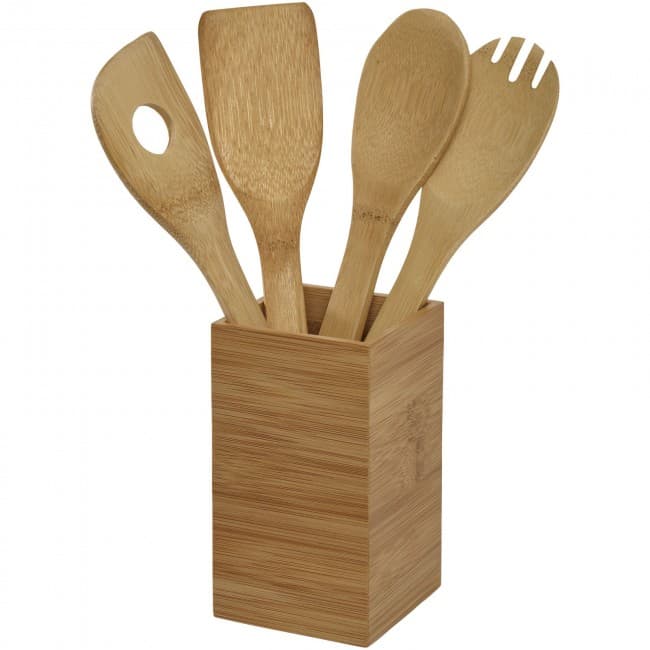 Custom Printed Baylow 4-piece kitchen utensil set with holder