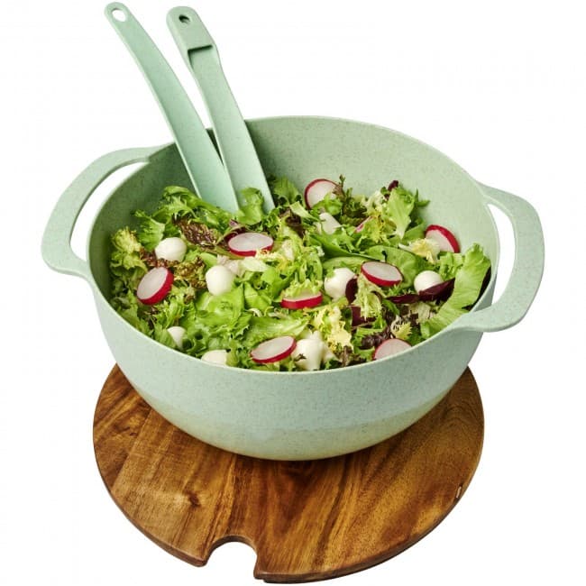 Custom Printed Lucha wheat straw fiber salad bowl with servers - Image 4