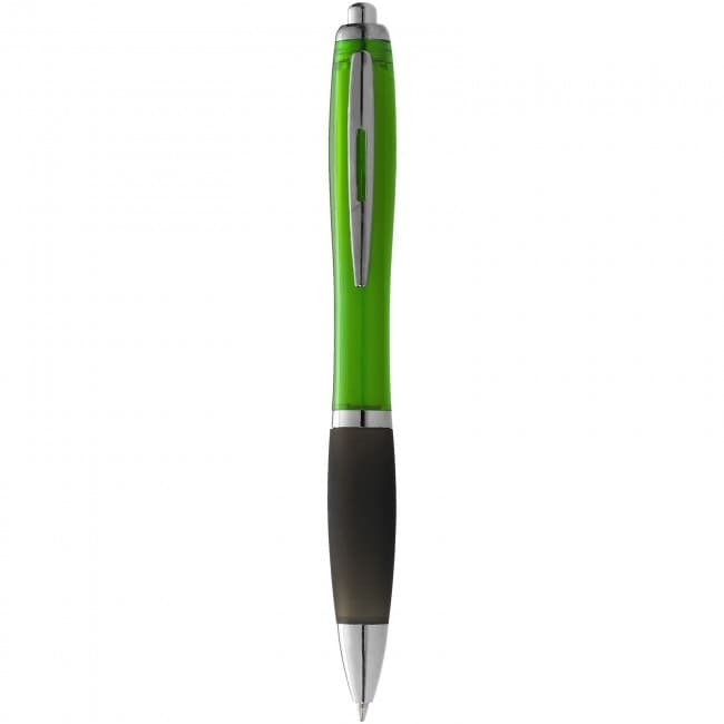 Custom Printed Nash ballpoint pen with coloured barrel and black grip - Image 1