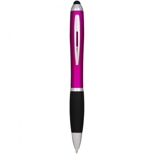 Custom Printed Nash coloured stylus ballpoint pen with black grip - Image 1