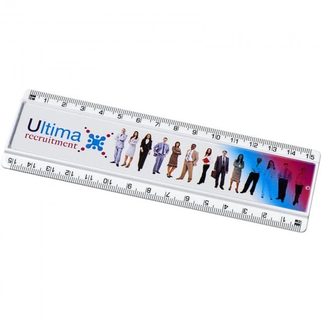 Custom Printed Ellison 15 cm plastic ruler with paper insert - Image 1