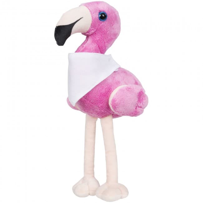 Custom Printed Flamo plush flamingo with brandable bandana