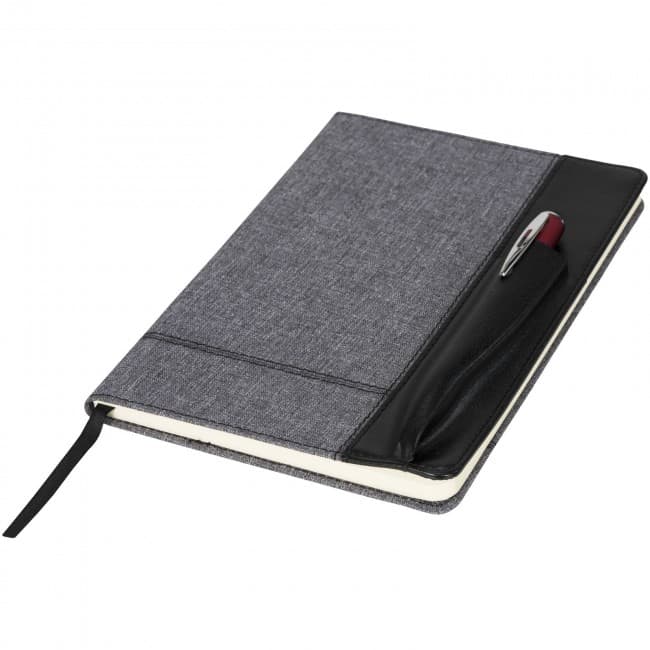 Custom Printed Heathered A5 notebook with leatherlook side - Image 2