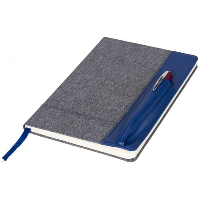 Custom Printed Heathered A5 notebook with leatherlook side - Image 1