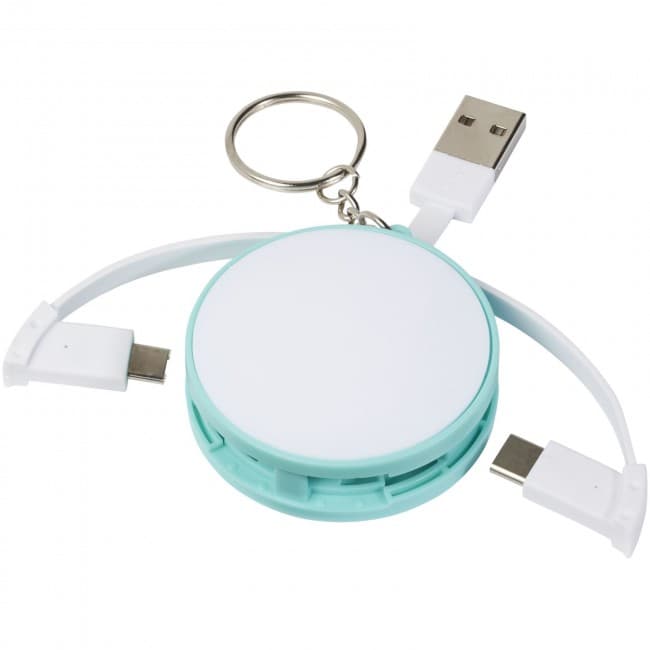 Custom Printed Wrap-around 3-in-1 charging cable with keychain - Image 1