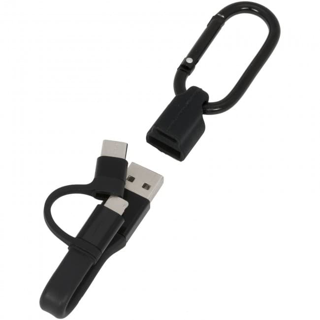 Custom Printed Fold 3-in-1 charging cable with carabiner - Image 2