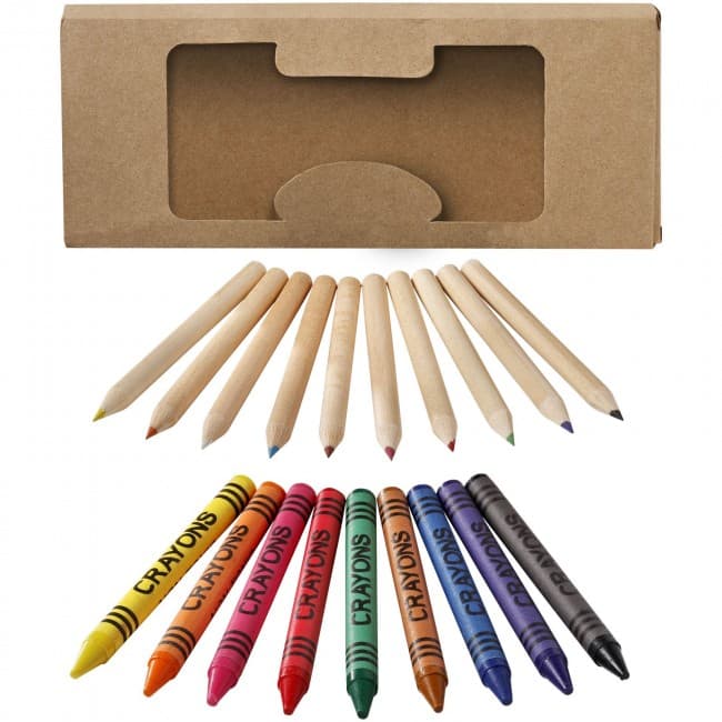 Custom Printed Lucky 19-piece coloured pencil and crayon set