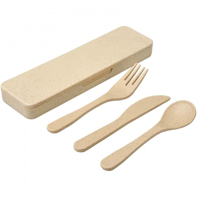 Custom Printed Bamberg bamboo fiber cutlery set - Image 3