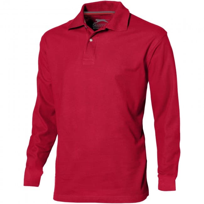 Custom Printed Point long sleeve men's polo - Image 5