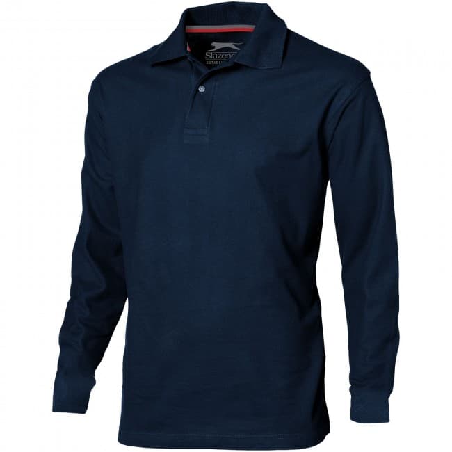 Custom Printed Point long sleeve men's polo - Image 3