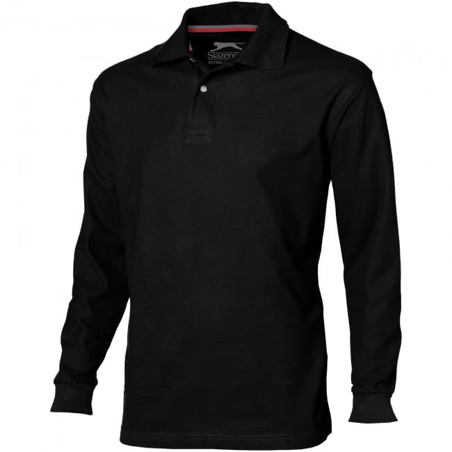 Custom Printed Point long sleeve men's polo - Image 1