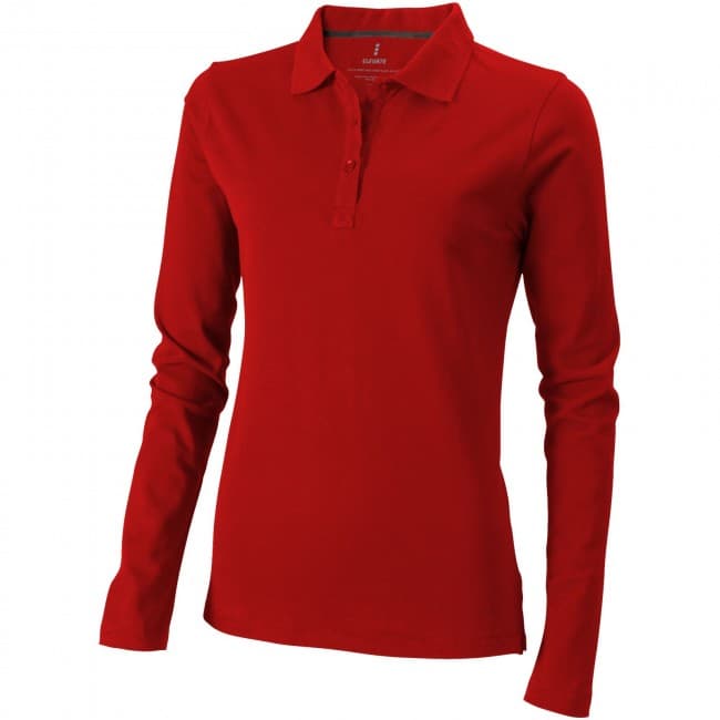 Custom Printed Oakville long sleeve women's polo - Image 5