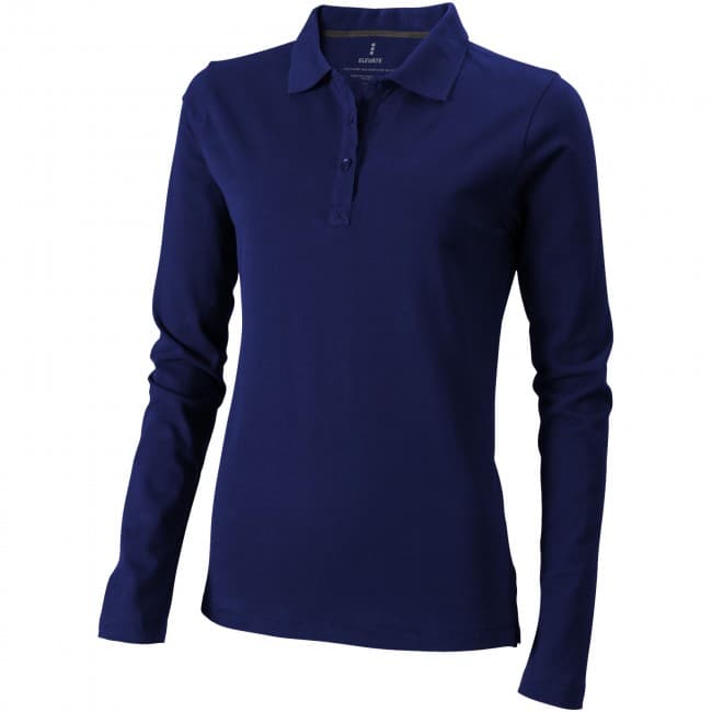 Custom Printed Oakville long sleeve women's polo - Image 4