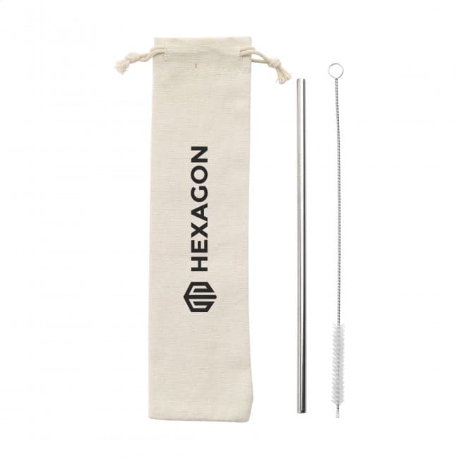 Custom Printed ECO RVS Straw Set metal straw