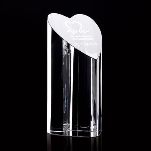 Custom Printed Optical Crystal Heart Prism Column Award