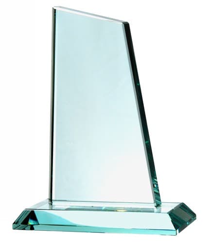 Custom Printed Jade Green Glass Medium Peak Trophy Award