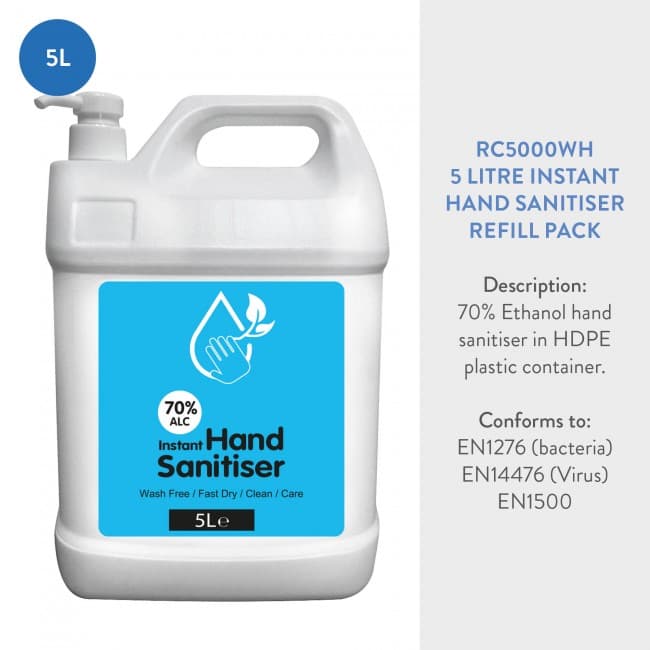 Custom Printed 5 Litre Instant Hand Sanitiser Refill Pack