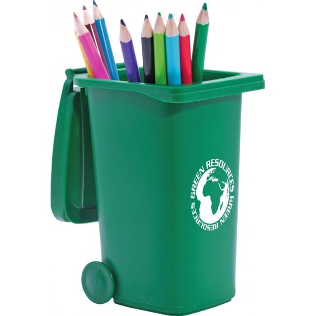 Custom Printed Recycled Wheelie Bin Pen Pot