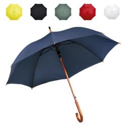 Custom Printed Automatic Wooden Crook Umbrella