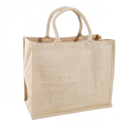 Custom Printed Natural Medium Juco Bags Short Cotton Cord Handles (Full Gusset)