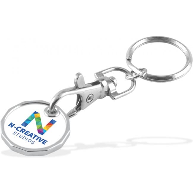 Custom Printed Trolley Coin Keychain Single Sided Unlaminated 3 Day Service