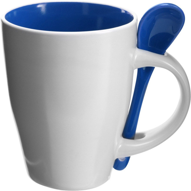 Custom Printed Coffee mug with spoon 300ml - Image 1