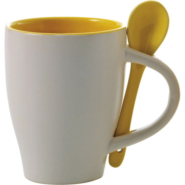 Custom Printed Coffee mug with spoon 300ml - Image 4