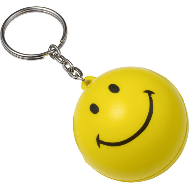 Custom Printed Smiley Face Stress Keyring - Image 1