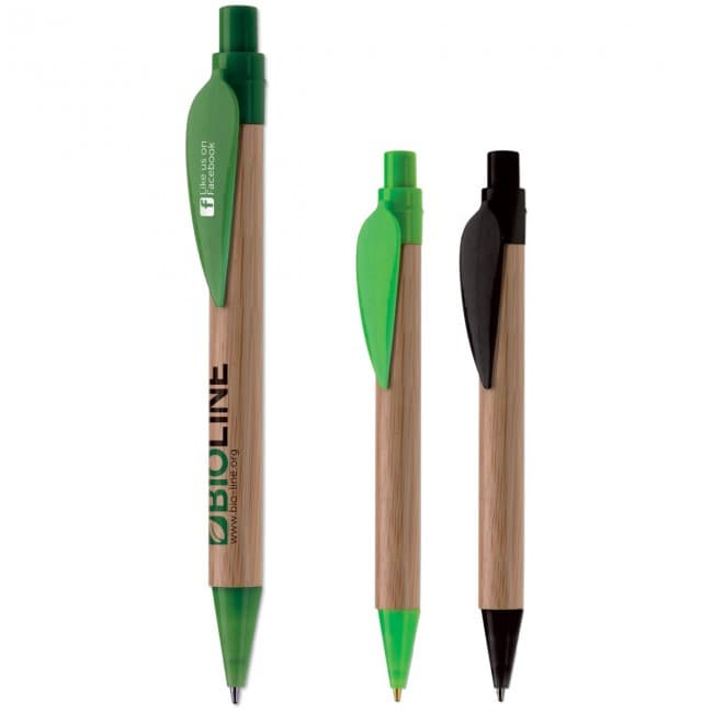 Custom Printed Bamboo pen with plastic leafclip - Image 2