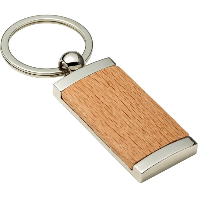 Custom Printed Metal and wooden keyring - Image 1