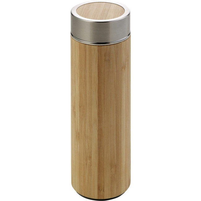 Custom Printed Bamboo bottle with tea infuser 420ml - Image 1