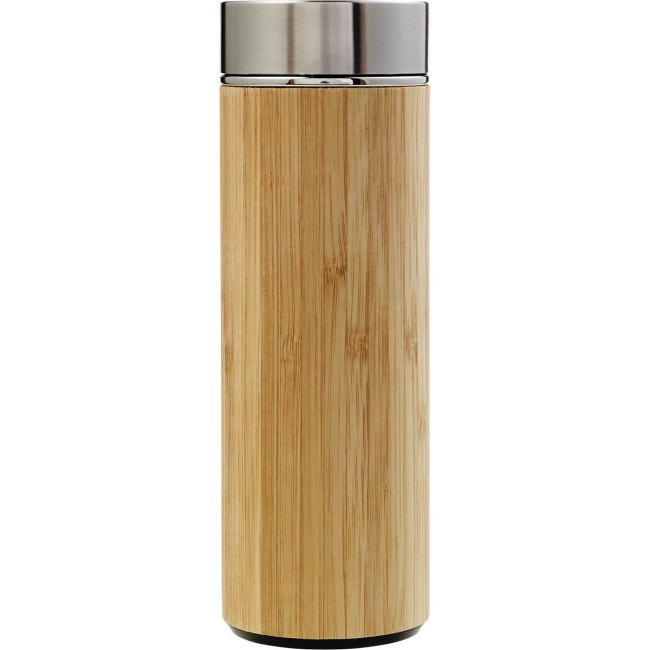 Custom Printed Bamboo bottle with tea infuser 420ml - Image 2