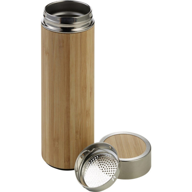 Custom Printed Bamboo bottle with tea infuser 420ml - Image 3