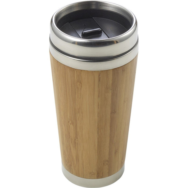 Custom Printed Braxted Bamboo Double Walled Travel Mug 400ml - Image 1