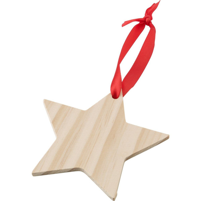 Custom Printed Wooden Star Decoration - Image 1