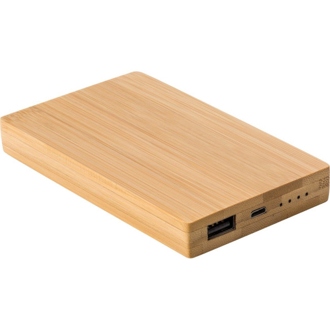 Custom Printed Bamboo power bank - Image 1