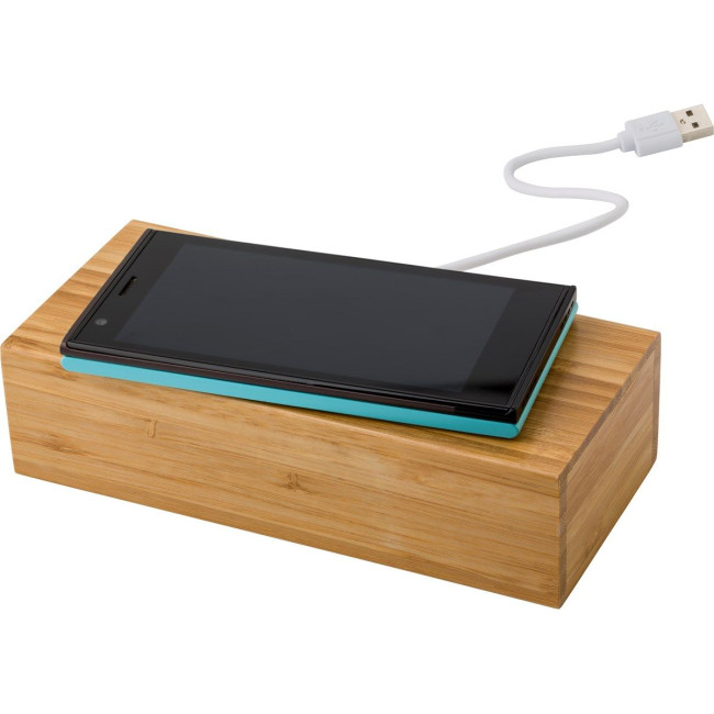 Custom Printed Bamboo wireless charger and clock - Image 2