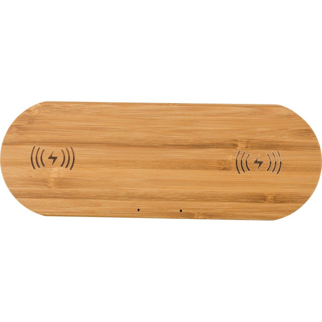 Custom Printed Bamboo dual wireless charger - Image 3