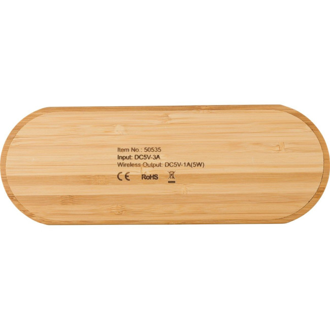 Custom Printed Bamboo dual wireless charger - Image 6