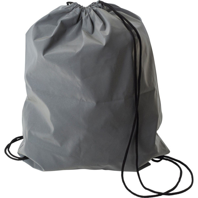 Custom Printed Synthetic fibre (190D) reflective drawstring backpack - Image 1