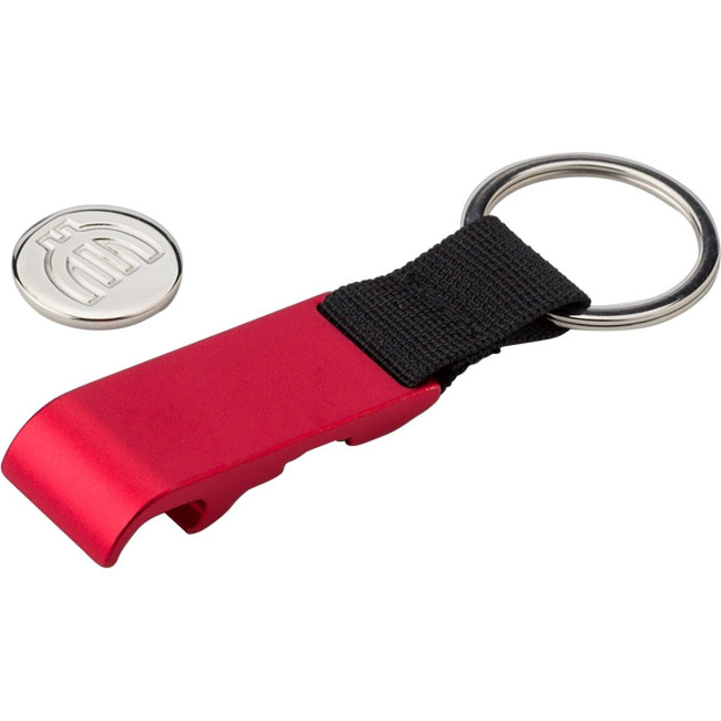 Custom Printed Bottle Opener & Trolley Coin Keyring - Image 1